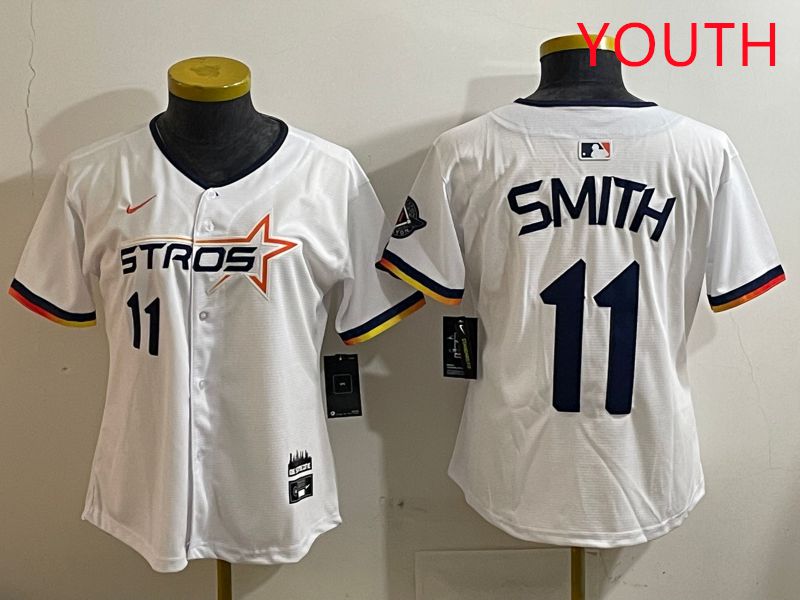 Youth Houston Astros 11 Smith White three generations Joint Name Nike 2025 MLB Jersey style 4
